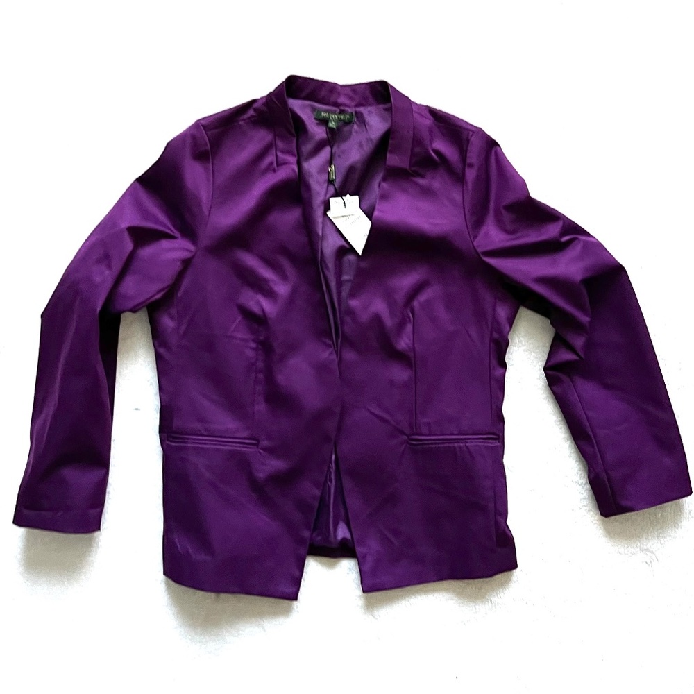 NWT For Cynthia Women's Dark Purple Blazer Size Petite Large
